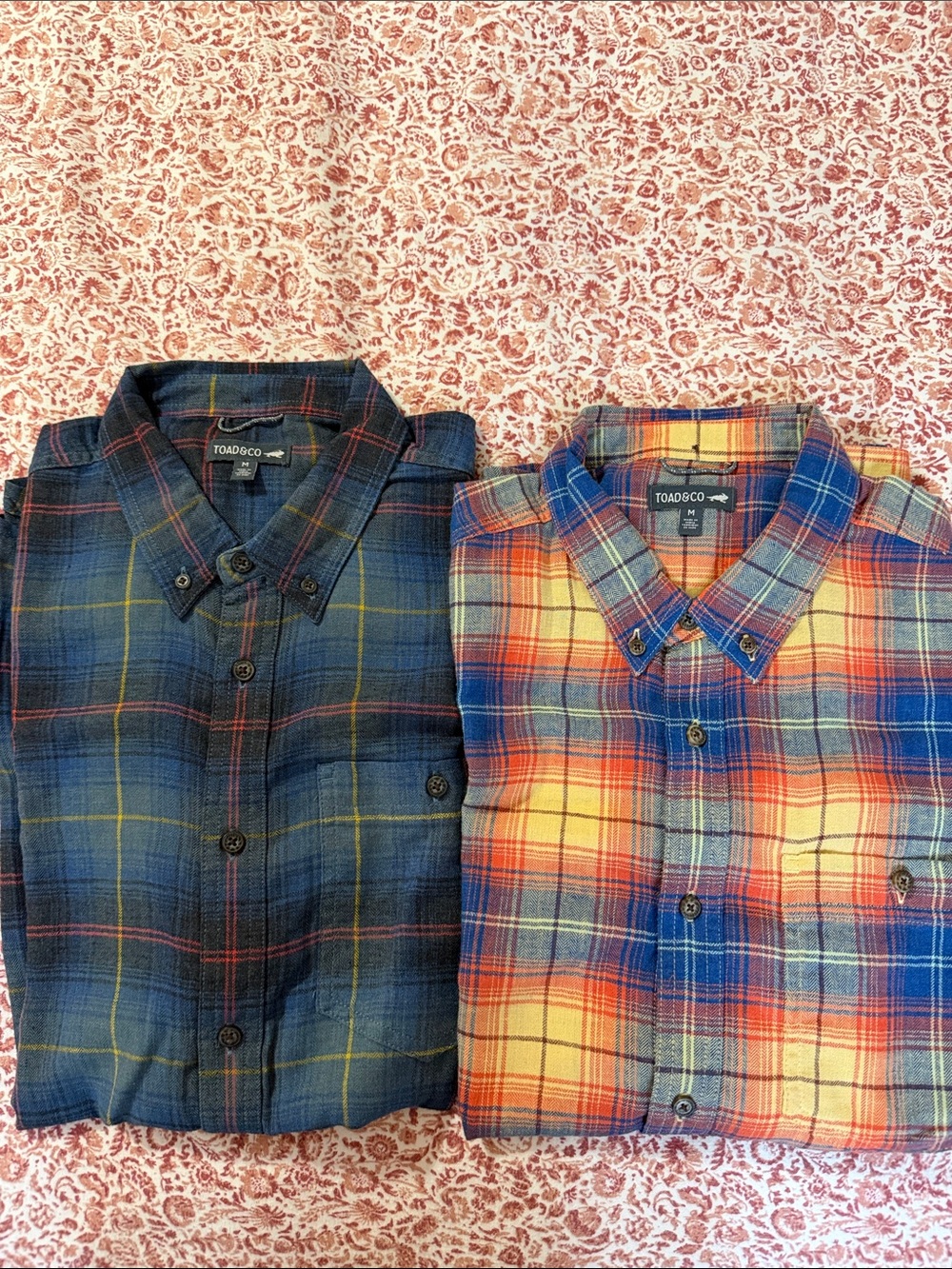 Toad&Co Men's Plaid Button-Down Shirts — Navy & Multicolor Plaid Pair